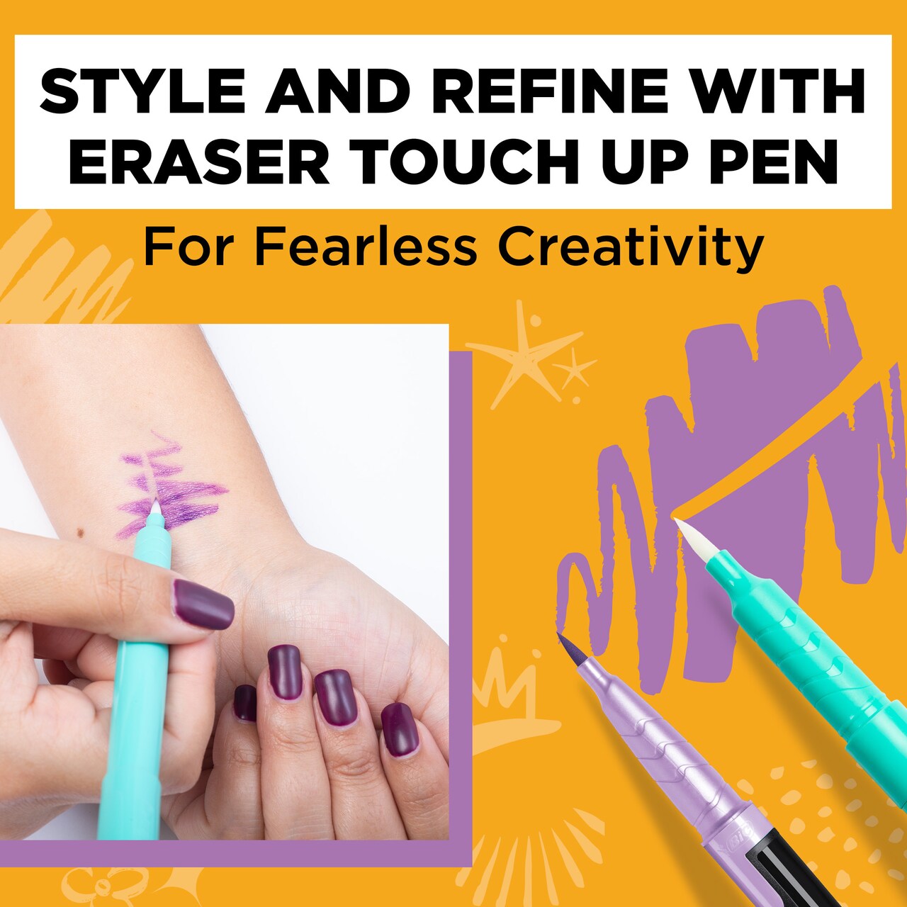 BODYMARK Starter Kit Includes New Eraser Touch Up Pen, Temporary Tattoo Marker for Skin, Premium Brush Tip, Contains One Marker and One Eraser Touch Up Pen with Four Refill Tips